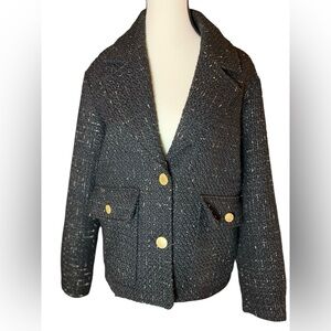 House Of Harlow 1960 Wool Blend Blazer Suit Jacket Women's XS Black Gold